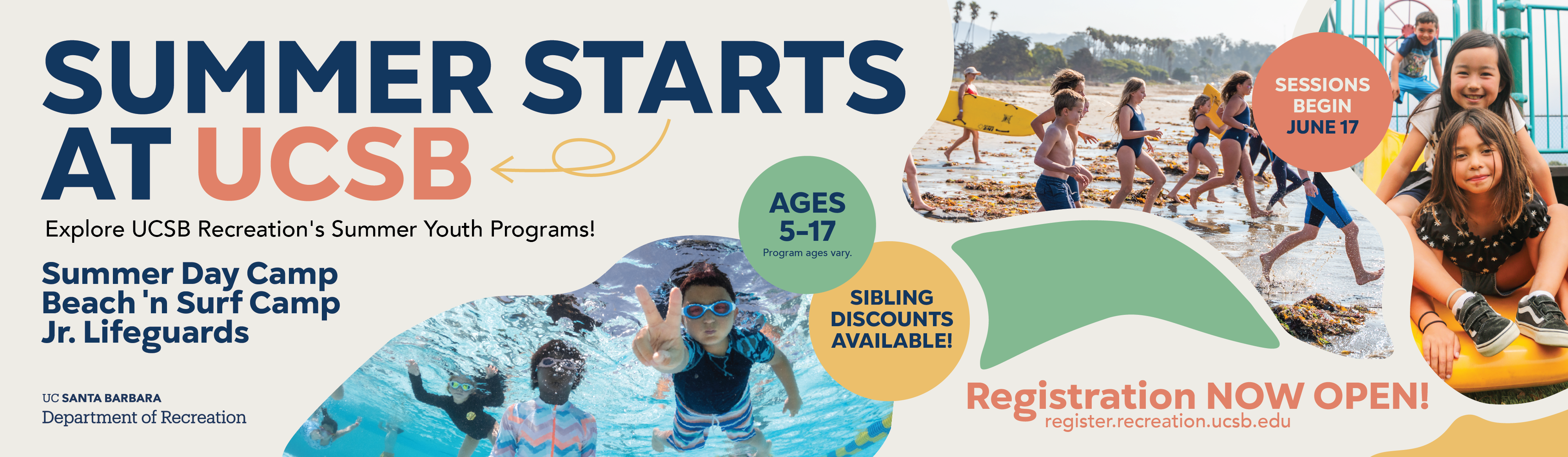 Summer Starts at UCSB, Summer Day Camp, Beach 'n Surf Camp, Jr. Lifeguards - Registration NOW OPEN